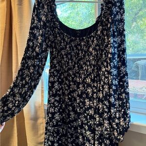 Lulu's Long Sleeve Navy Floral Dress